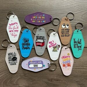 NEW DESIGNS Handmade Vintage Style Motel Keychain Funny Gift - Choice of 1